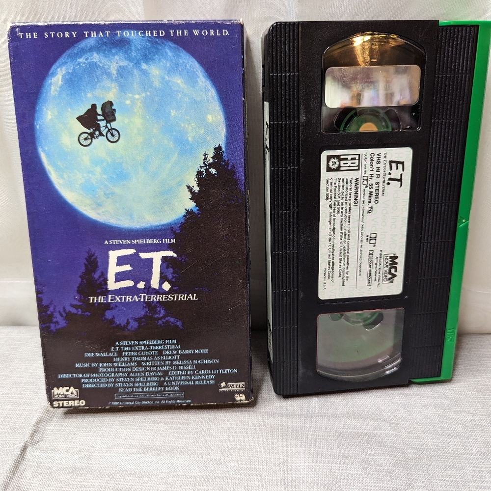 1982 ET The Extra-Terrestrial Rare Green VHS Video MCA USA Movie Slip Cover